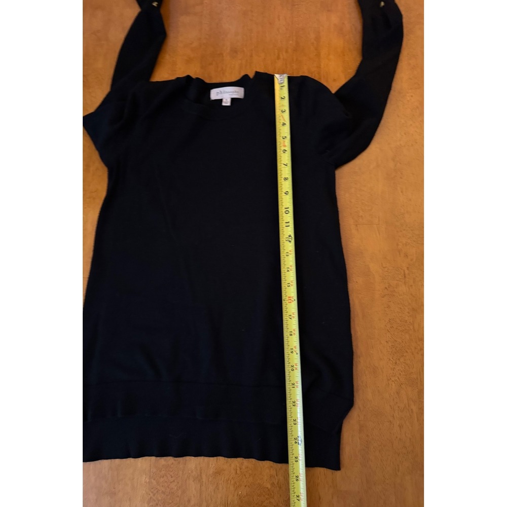 Philosophy Republic Clothing Women Black Crew Neck Sweater Gold Cuff Button Sz S - Picture 9 of 10